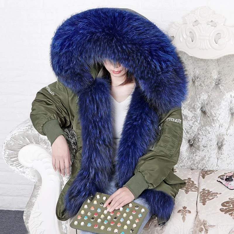 Winter Fashion Women's Loose Waterproof Raccoon fur Liner Coats & Jackets