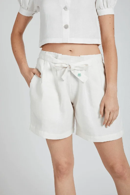 Gleam Tie Up Shorts White